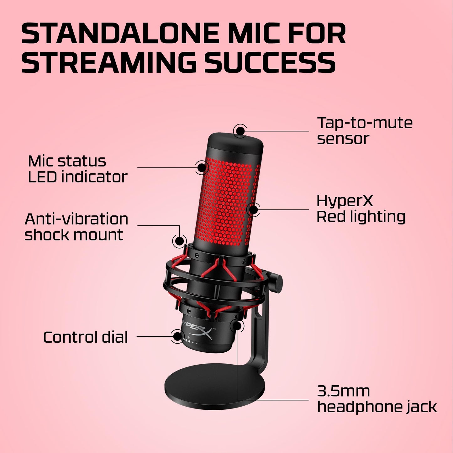 Micrófono USB Sobremesa – Para Streamers y Gamers, Negro